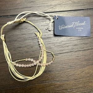 Universal Thread Beige and Pink Beaded Bracelet